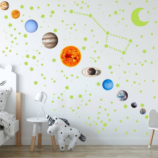 cladao Snega - Leuchtendes Sonnensystem für die Wand – Planeten & Sterne zum Aufkleben